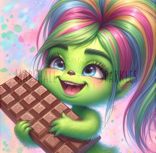 April Chocolate Green © 40x40 Square fairy drill