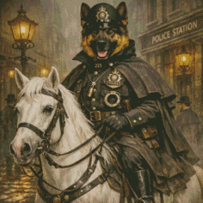 Sergeant Barkington Rides the Beat © 60x60 by NAT Art Creations