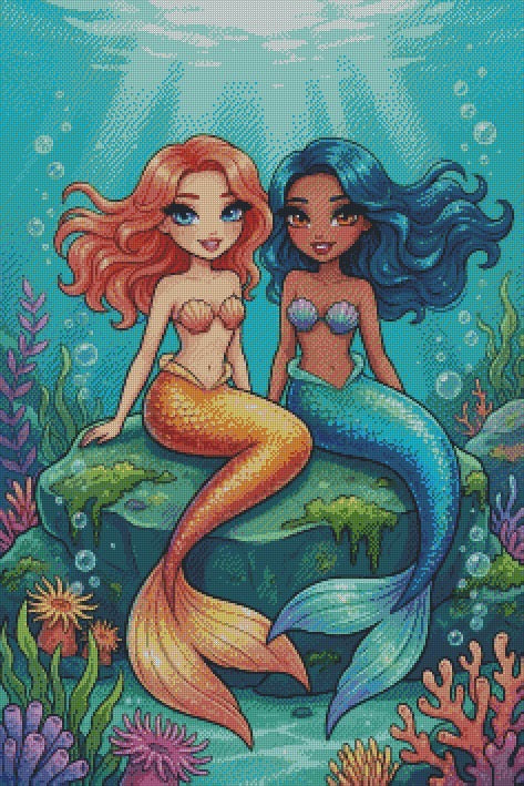 Mermaid Besties © 60x90
