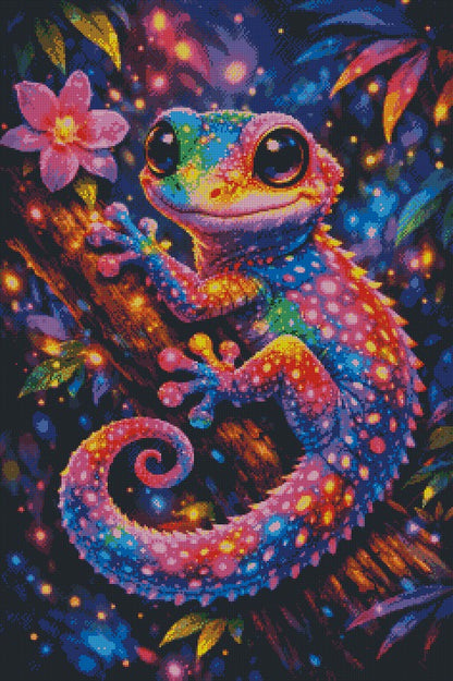 Neon Gekko © 60x90 with Neon Glitter Drills