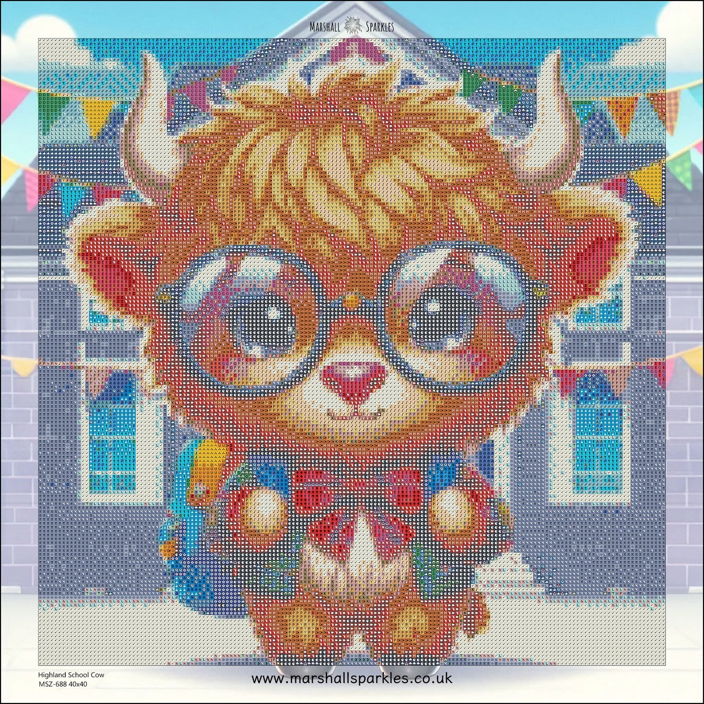 February Highland School Cow © 40x40 Square Fairy drill
