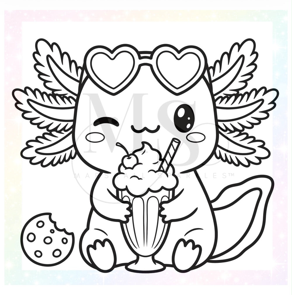 11 Colour Revel Doodle™ - Shake-Alotl 40x40 © (Hand Drawn) by Sparkles & Doodles