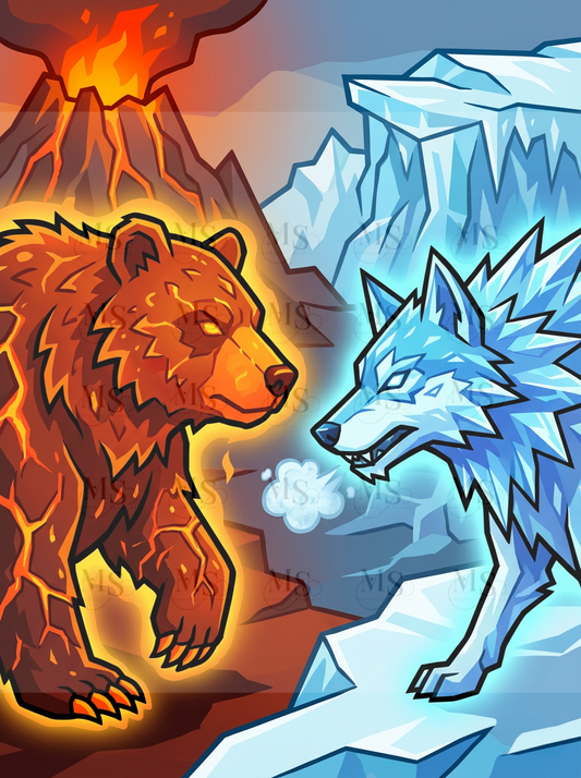 Fire Bear & Ice Wolf © 60x80