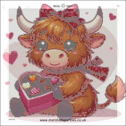 12 Months of Highland Cows © 30x30 free birthday canvas