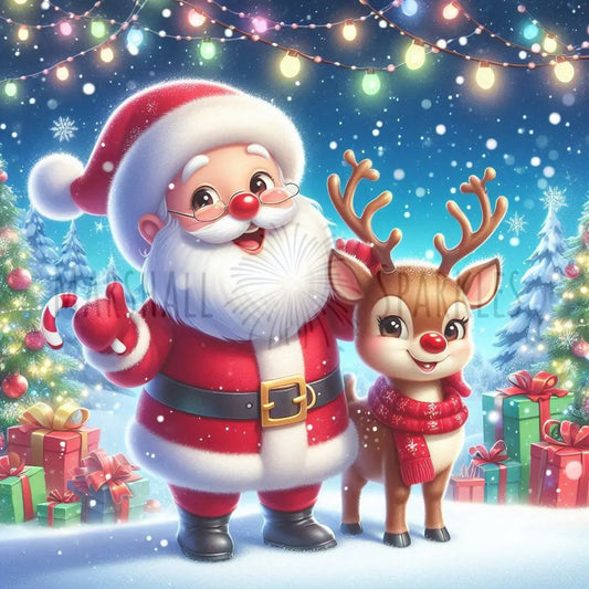 Santa & Rudolf © 50x50 (print to order)