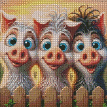 Over the Fence - Pigs © 40x40 (print to order)