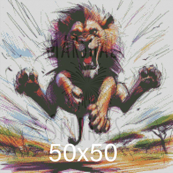 Lion Scribble Roar ©  50x50 (print to order)