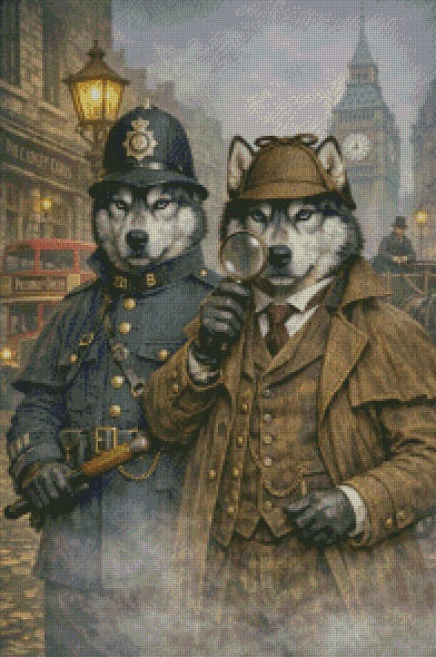 Huskies on Duty © 50x75 by NAT Art Creations
