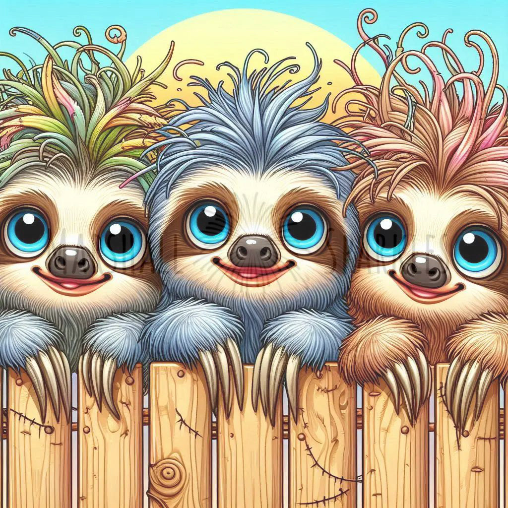 Over the Fence - Sloths © 40x40 (print to order)
