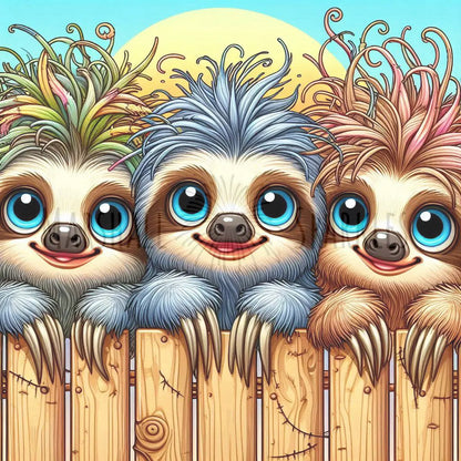 Over the Fence - Sloths © 40x40 (print to order)