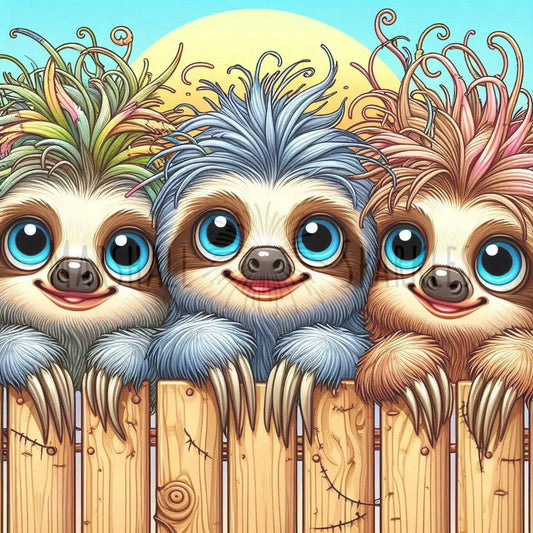 Over the Fence - Sloths © 40x40 (print to order)