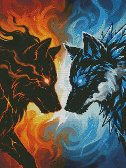 Fire Wolf Vs Ice Wolf 2 © 60x80