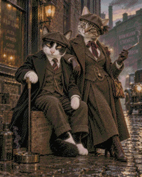 The Purrfect Peaky Blinders © 60x75 by Nat Art Creations