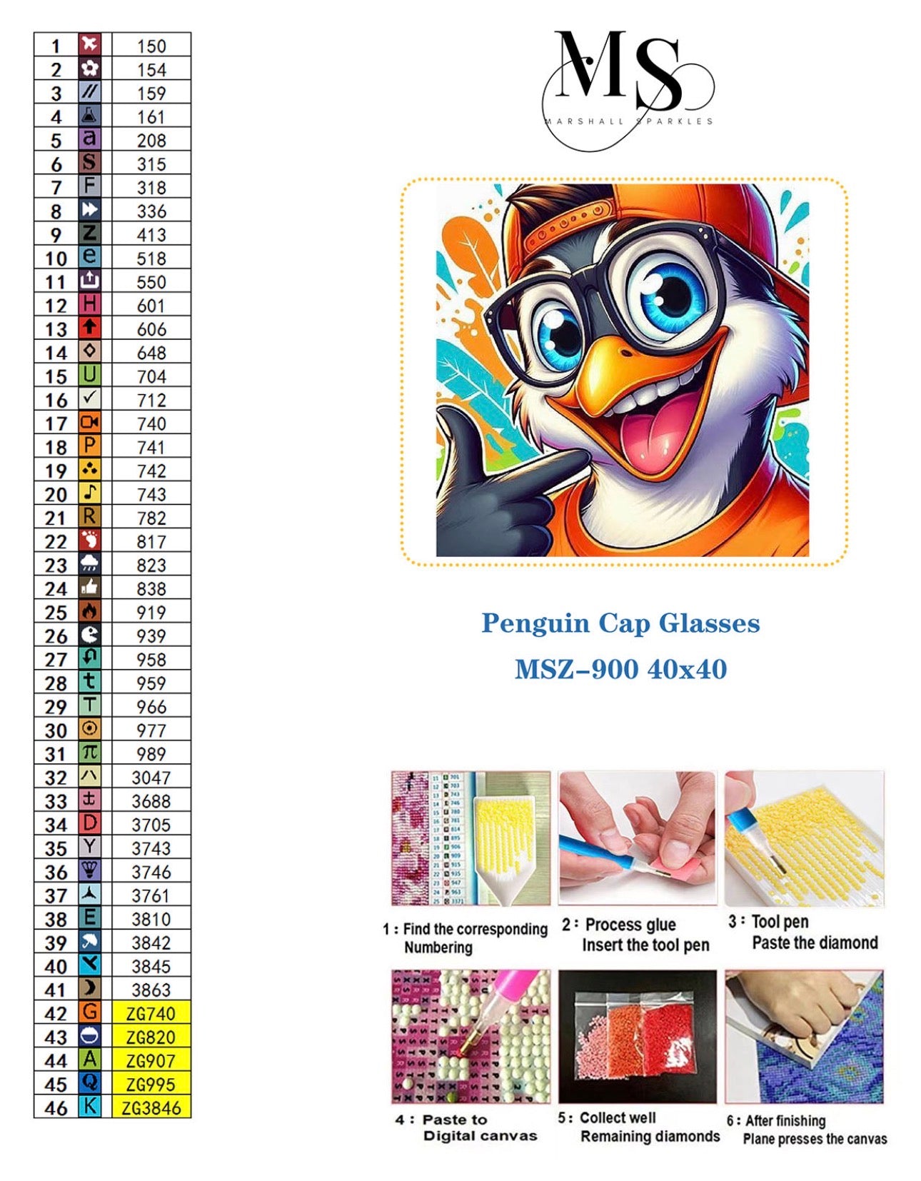 June Penguin Cap Glasses © Square Fairy Drill 40x40