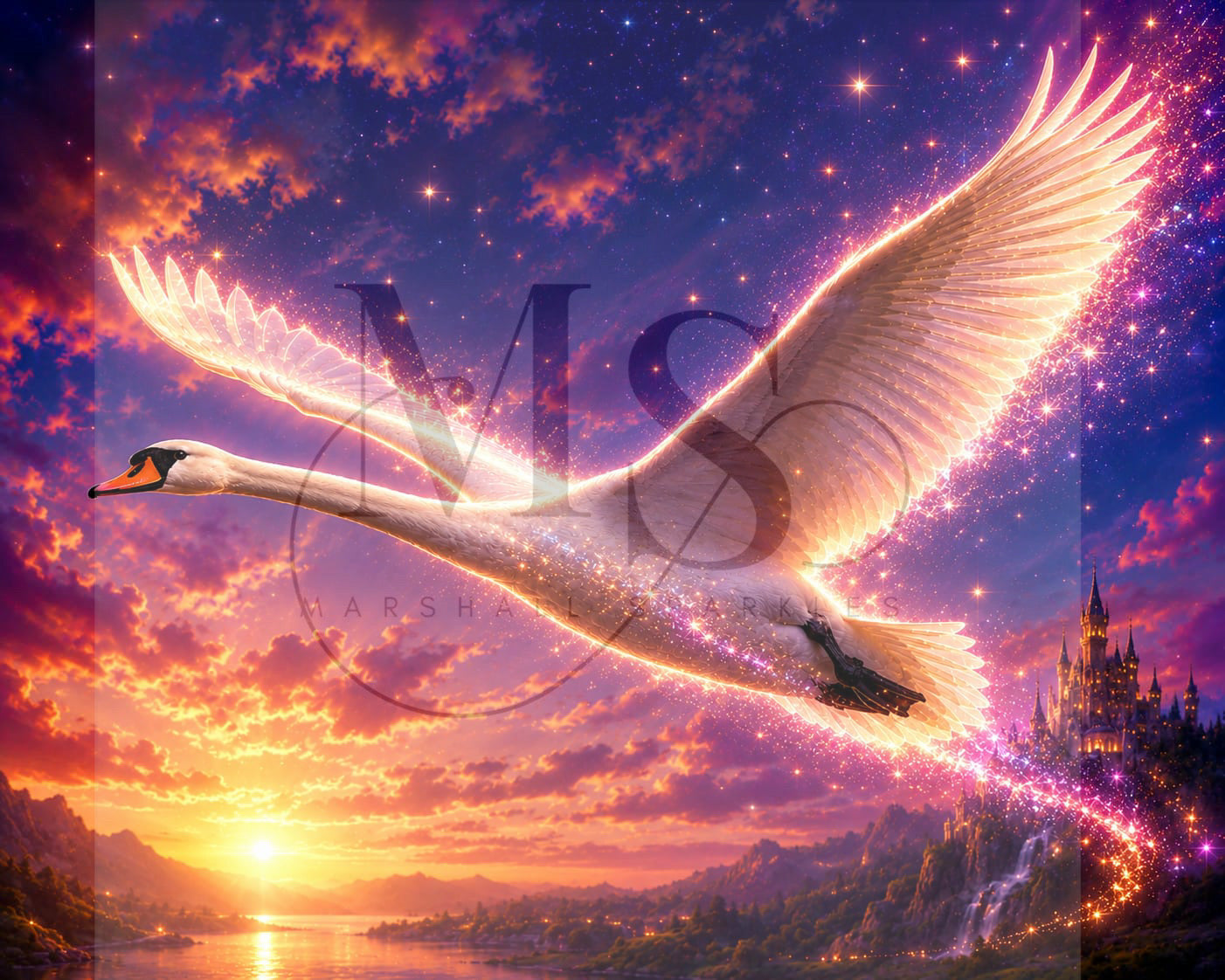 The Swan of Eternal light © 60x50 by KT Designs