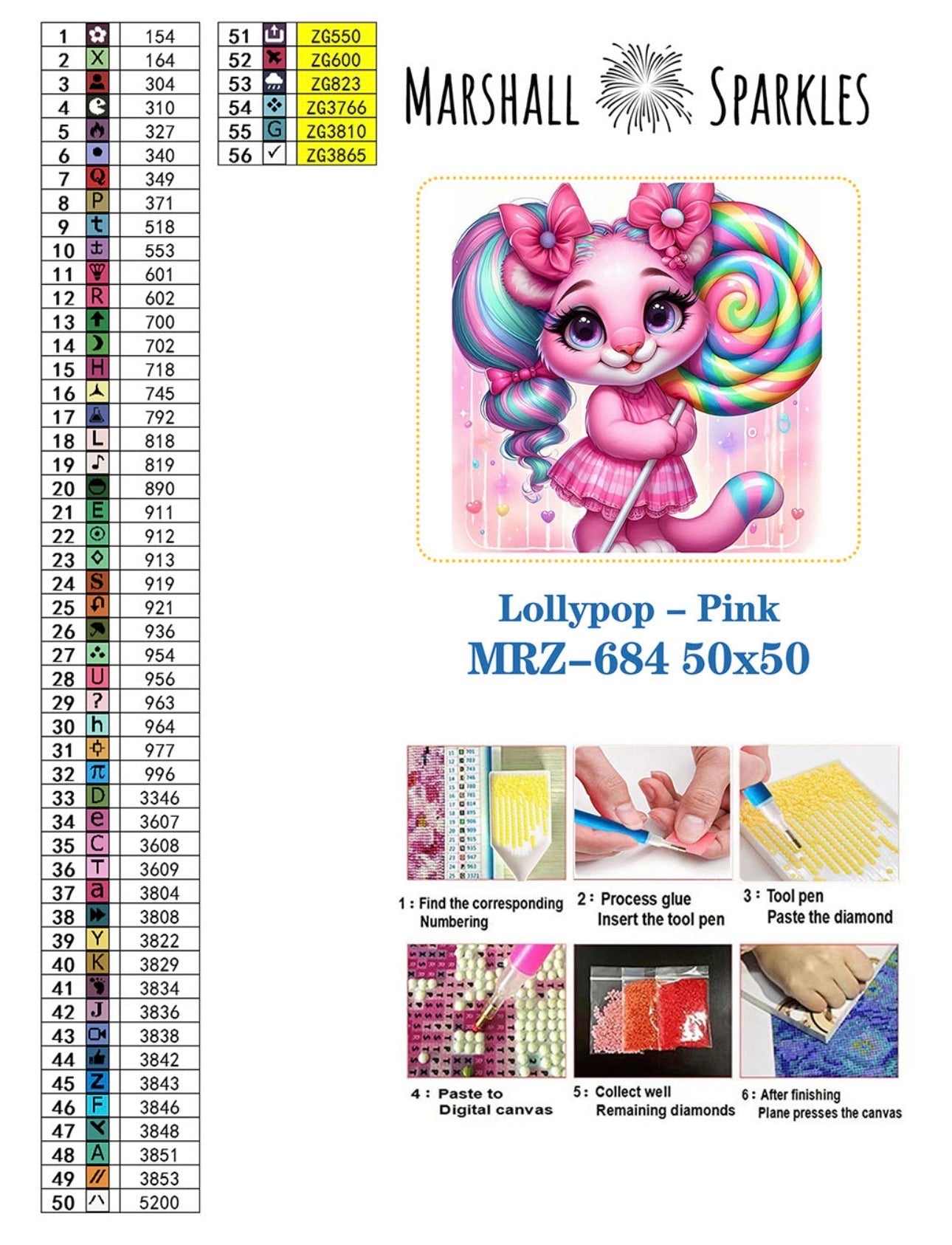 April Lollypop - Pink © 50x50 Round Fairy Drill