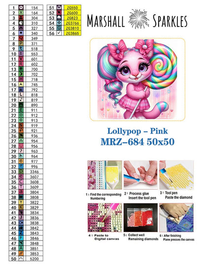 April Lollypop - Pink © 50x50 Round Fairy Drill