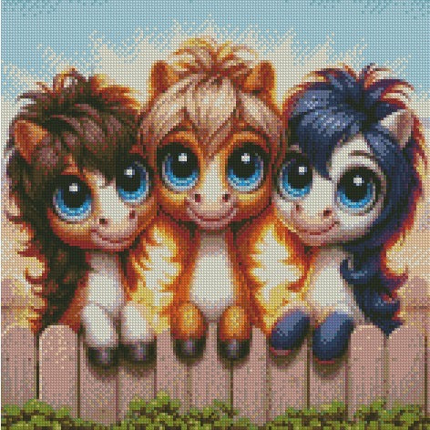 Over the Fence - Ponies © 40x40 (print to order)