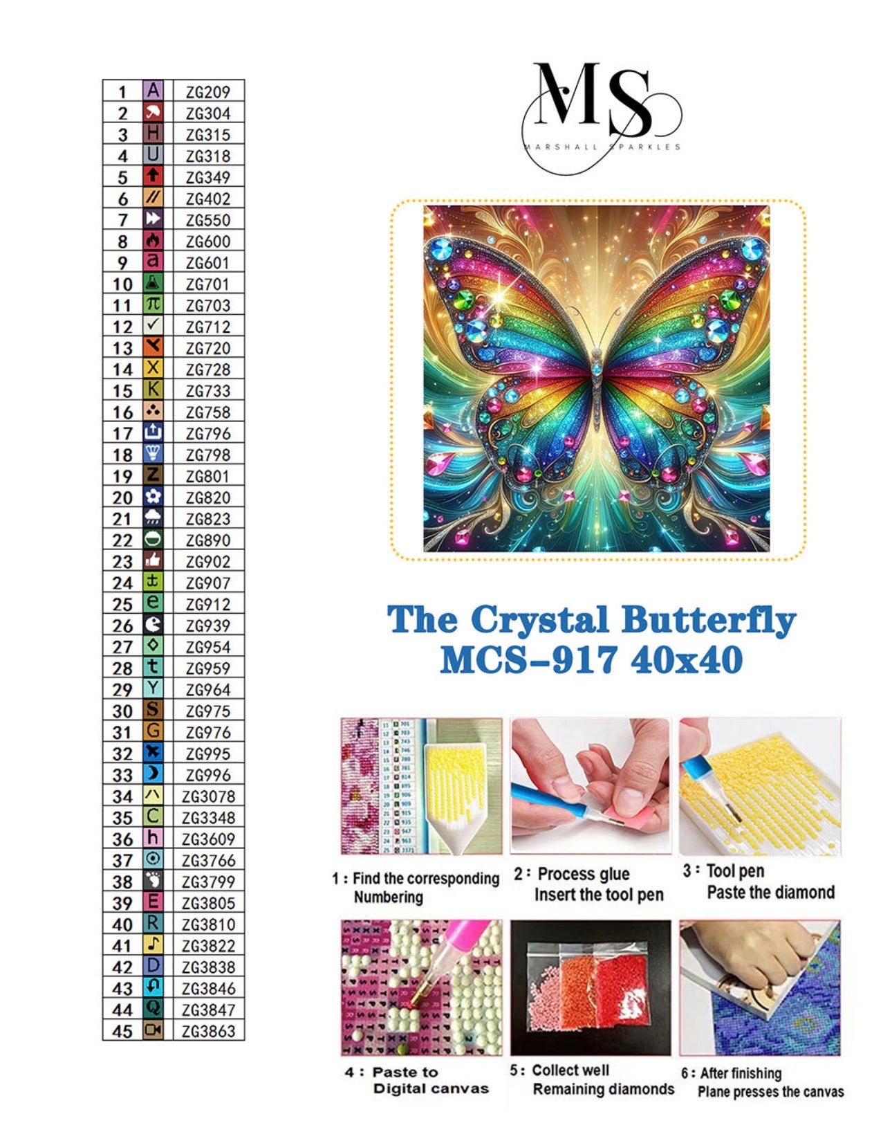 The Crystal Butterfly ©  40x40 Square FULL CRYSTAL DRILL