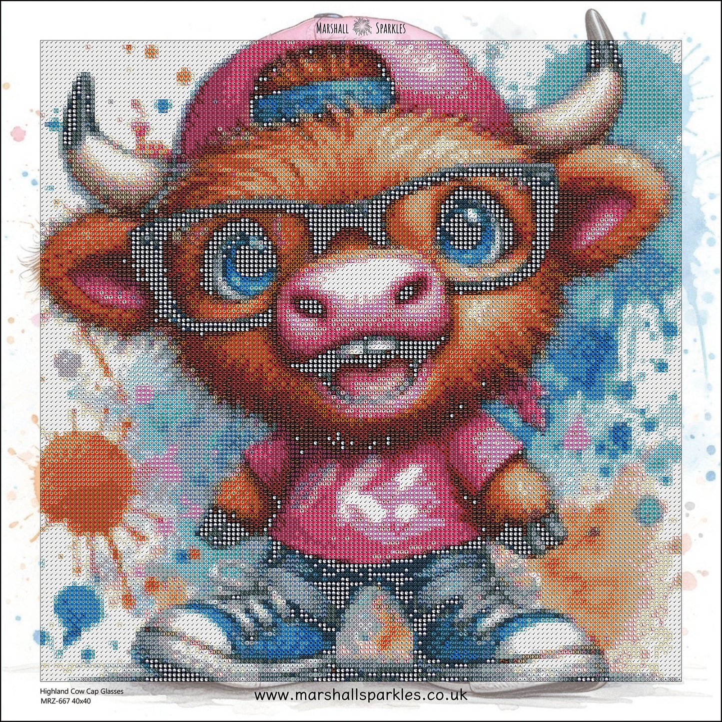 Highland Cow Cap Glasses © 40x40 Round Fairy Drill