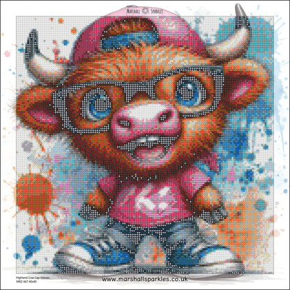 Highland Cow Cap Glasses © 40x40 Round Fairy Drill