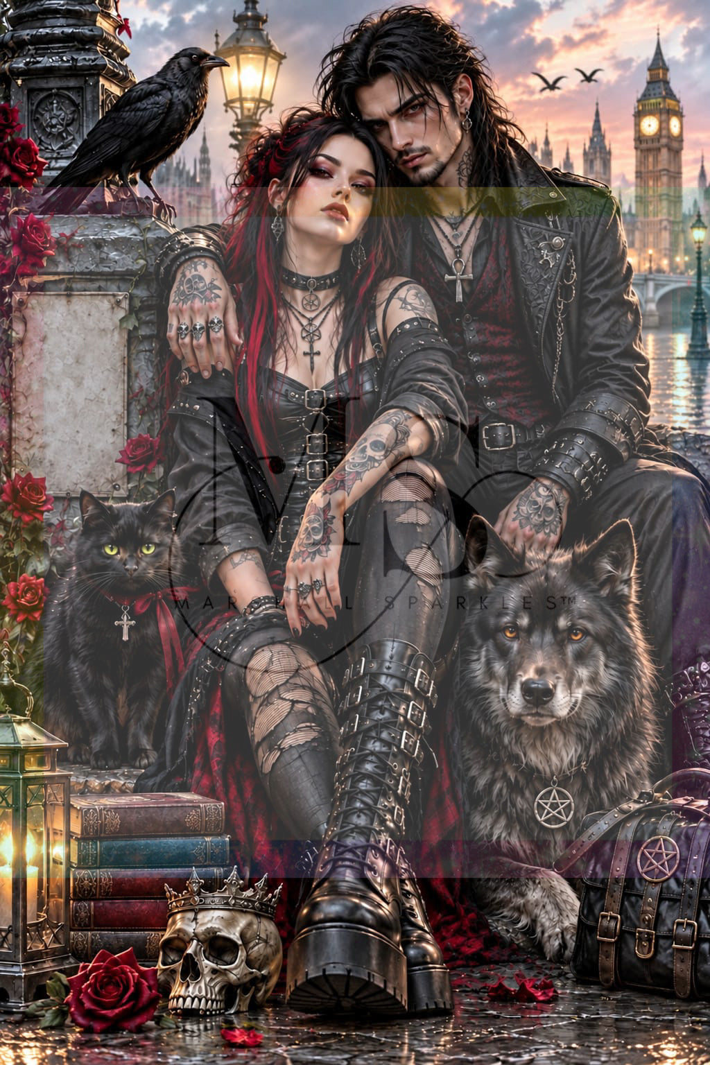 Gothic Hearts of London © 60x90 by NAT Art Creations
