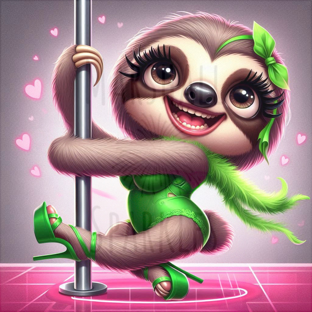 Pink Pony Club Sloth © 50x50 (print to order)