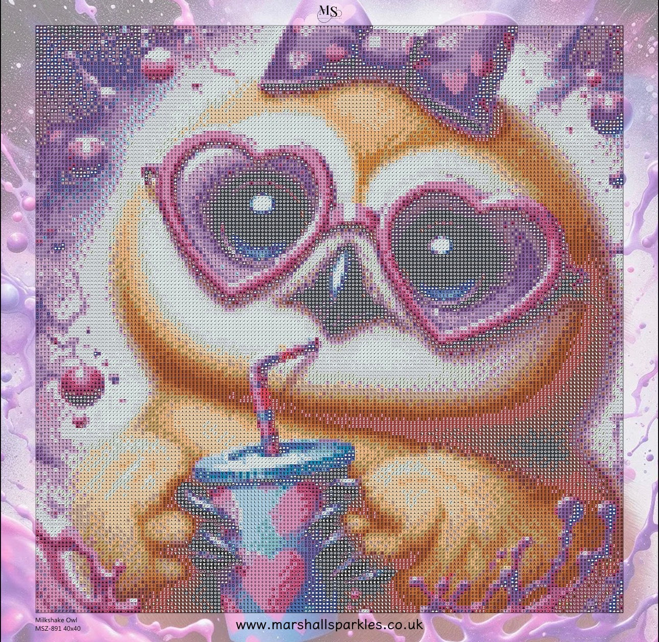 Milkshake Owl © 40x40 Square Fairy Drill