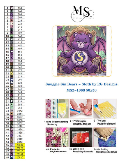 Snuggle Sin Bears - Sloth ©  50x50 by RG Designs