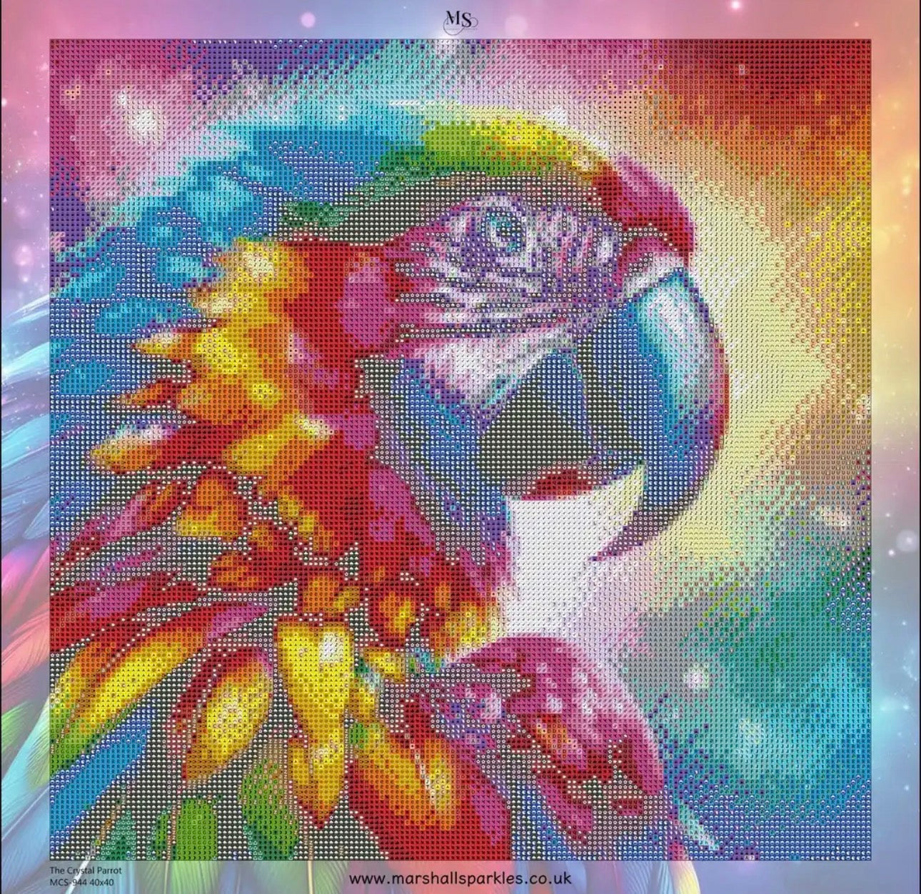 The Crystal Parrot ©  40x40 Square FULL CRYSTAL DRILL