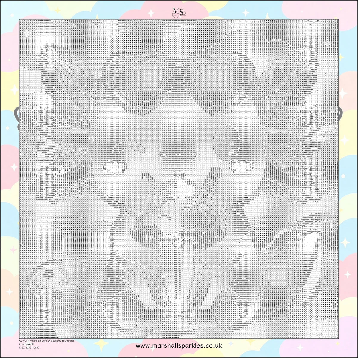 Colour Reveal Doodle™ - Cherry-Alotl 40x40 Square Drill only © (Hand Drawn) by Sparkles & Doodles
