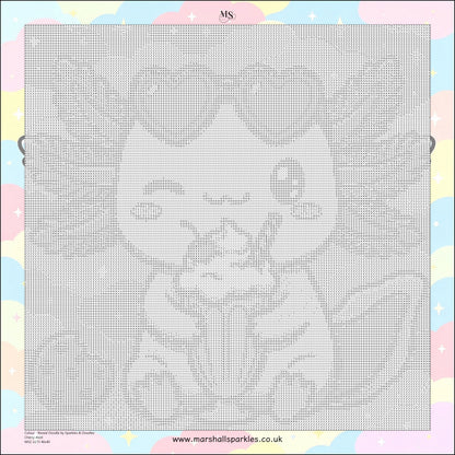 Colour Reveal Doodle™ - Cherry-Alotl 40x40 Square Drill only © (Hand Drawn) by Sparkles & Doodles