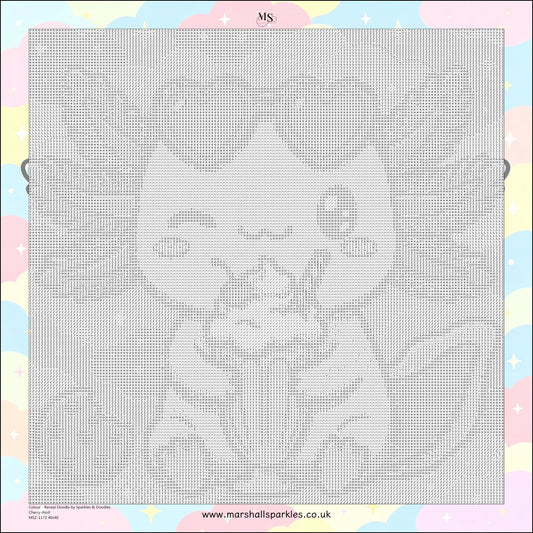 Colour Reveal Doodle™ - Cherry-Alotl 40x40 Square Drill only © (Hand Drawn) by Sparkles & Doodles