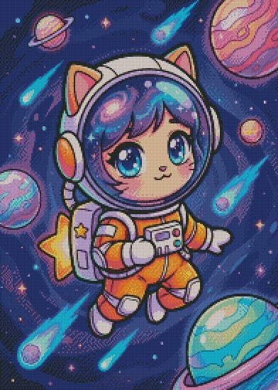 Space Cat  © 50x70 Round Sparkle drill
