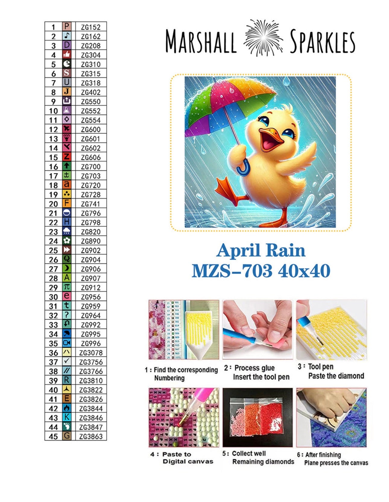 April April Rain © 40x40 Sqaure Full Fairy Drill