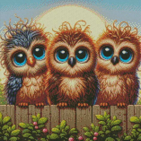 Over the Fence - Owls © 40x40 (print to order)