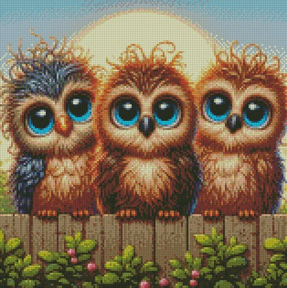 Over the Fence - Owls © 40x40 (print to order)