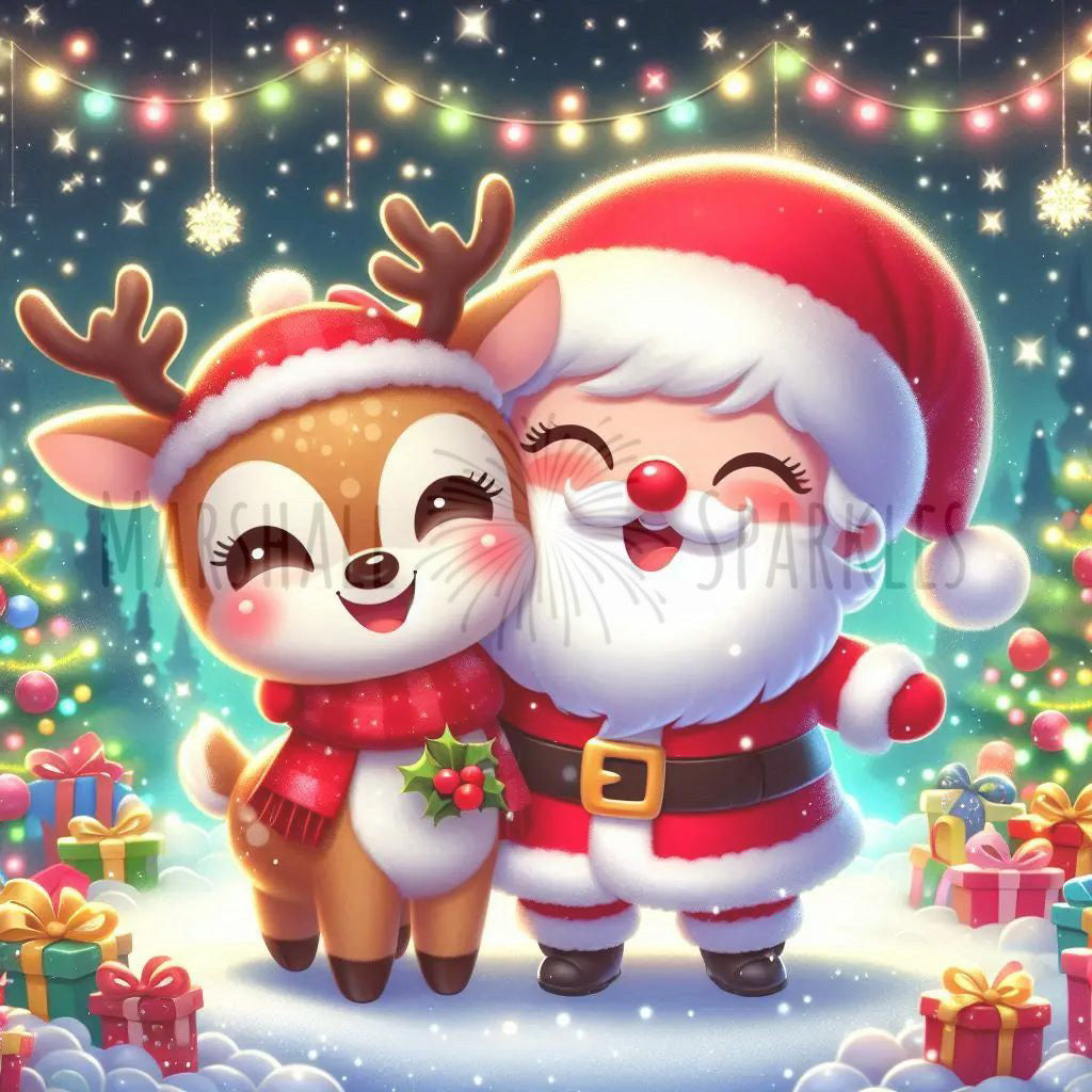 Rudolf & Santa © 50x50 (print to order)