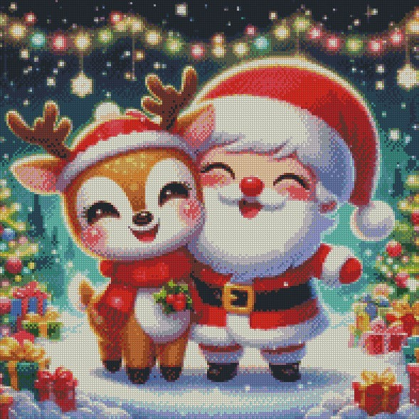 Rudolf & Santa © 50x50 (print to order)