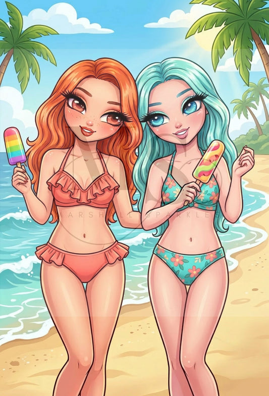 Beach Besties © 60x80
