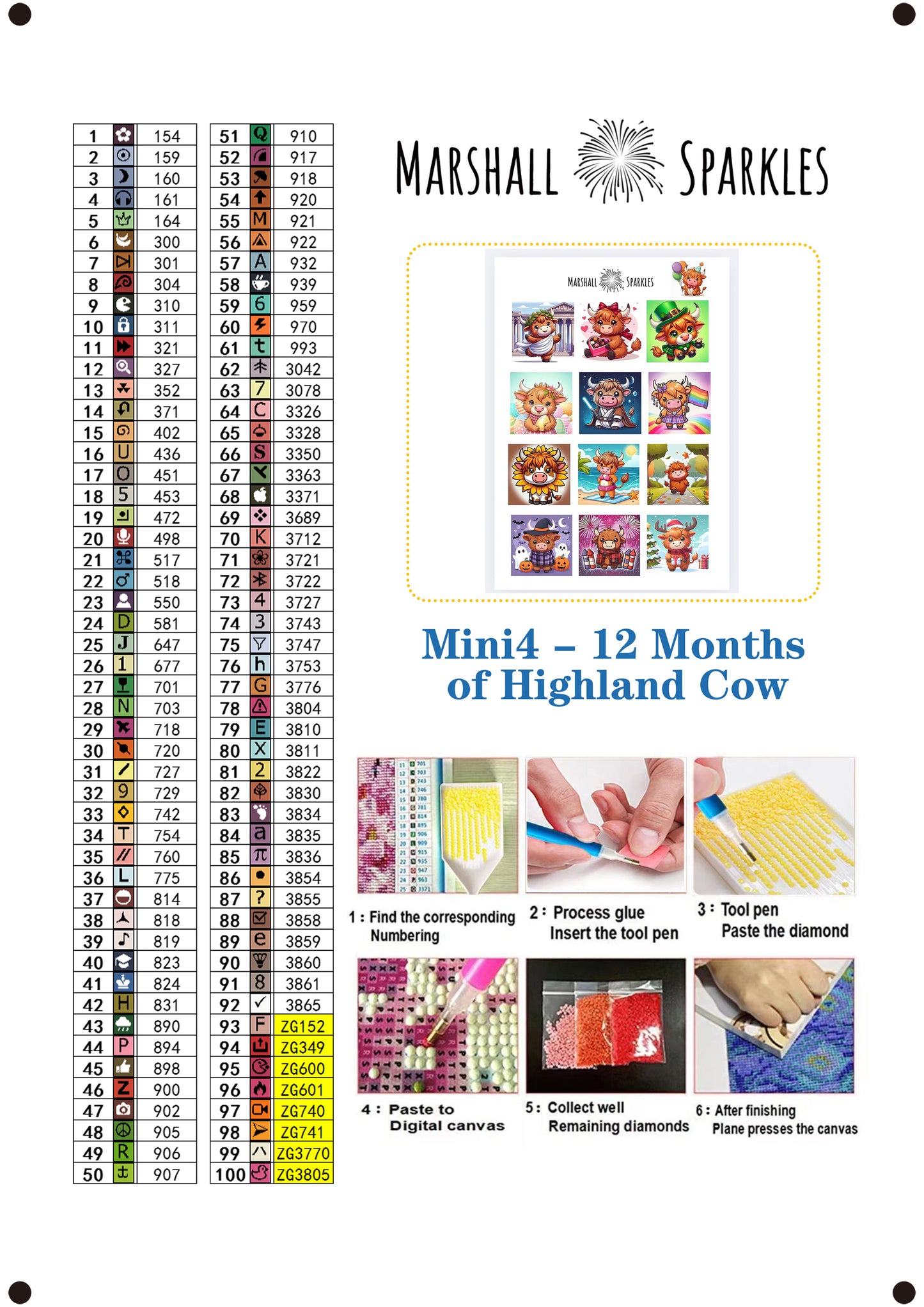 12 Months of Highland Cows © 30x30 free birthday canvas