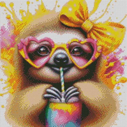 Milkshake Sloth © 40x40 Round Sparkle Drill