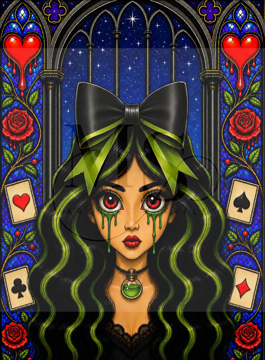 Stained Glass Hearts © 50x70 by Rachel Diamond