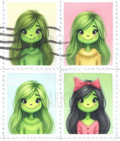 Green Girl Stamps © 60x70