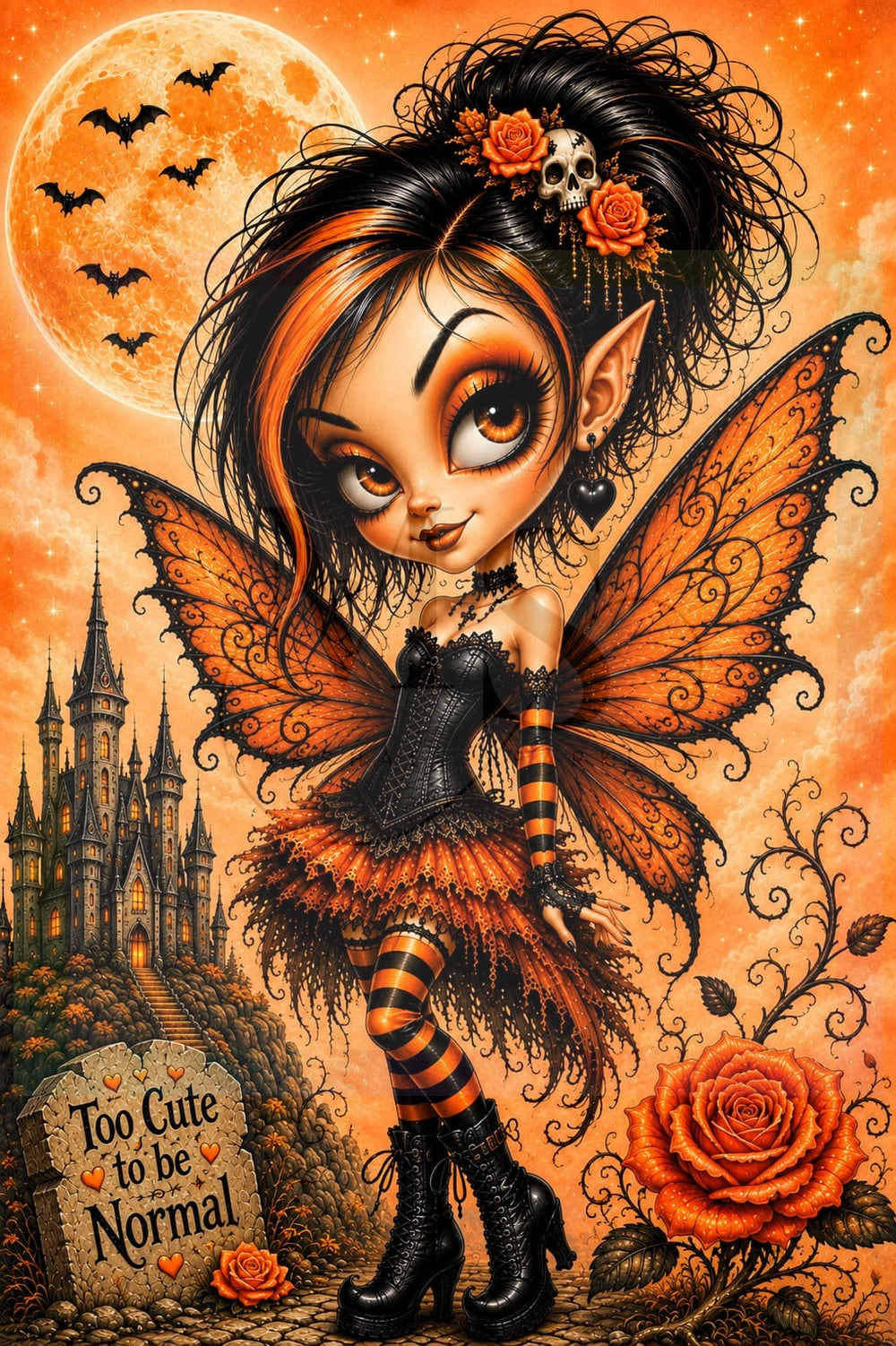 Orange Gothic Fairy © 50x75 by NAT Art Creations