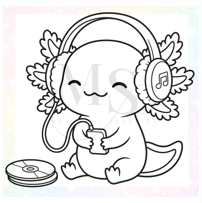 Colour Revel Doodle™ - Music -Alotl 40x40 Square Drill Only© (Hand Drawn) by Sparkles & Doodles