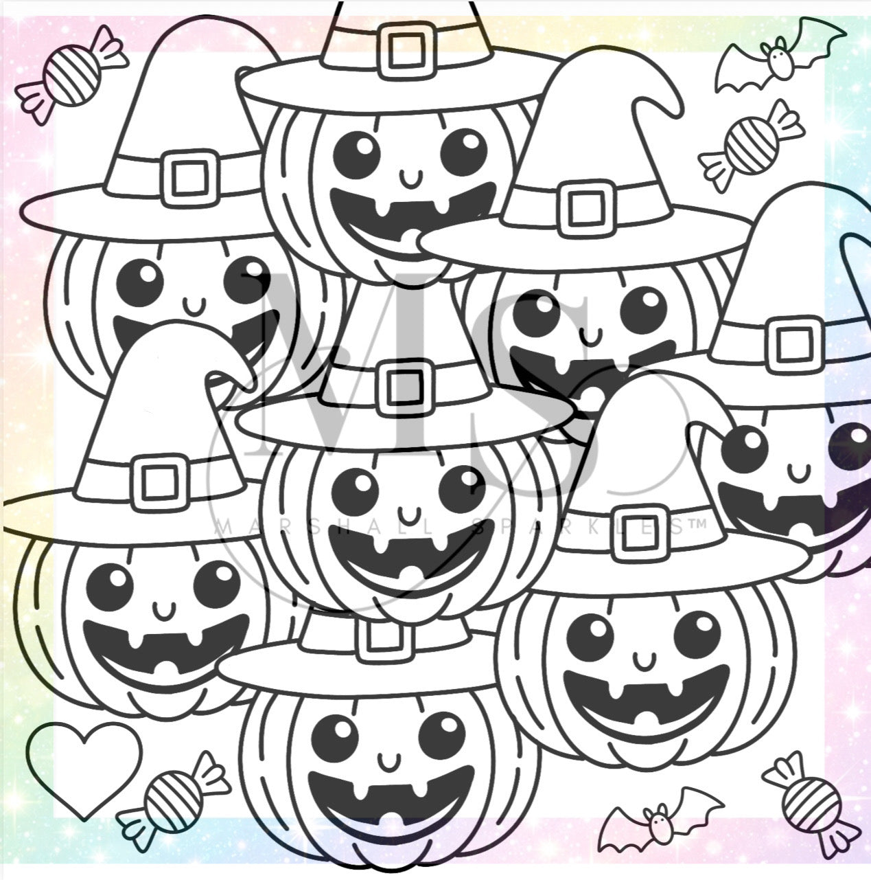 LIMITED EDITION Colour Revel Doodle™ - Pumpkin © 50x50 Square Drill only  (Hand Drawn) by Sparkles & Doodles