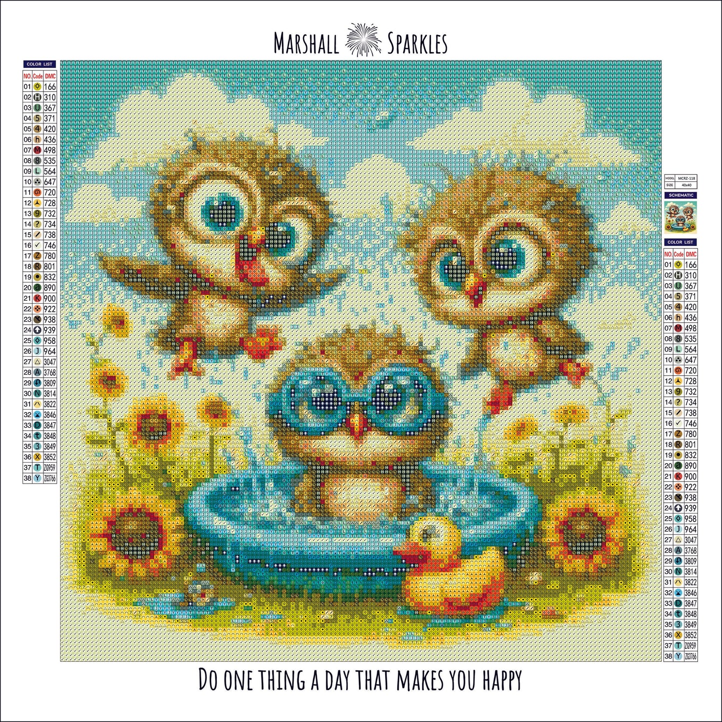 Pool Party Owls ©  40x40