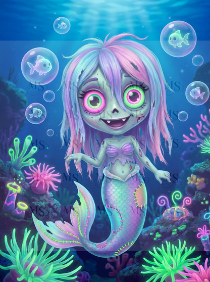 Bubble‑Brain Mermaid © 60x80