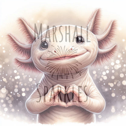 Axolotl Valentine  ©  40x40 Round  includes *Sugar Dust Drill*